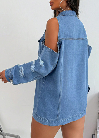 Синя демісезонна куртка куртка-піджак SHEIN