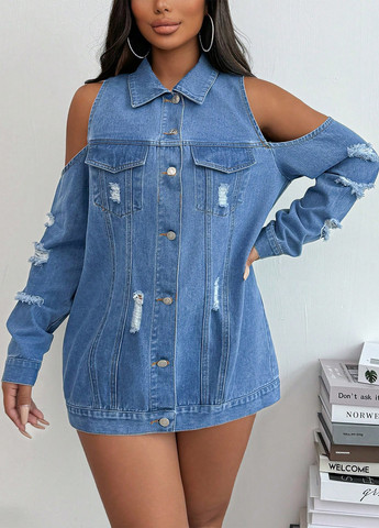 Синя демісезонна куртка куртка-піджак SHEIN