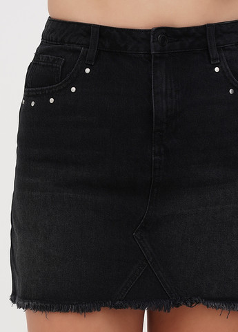 Черная джинсовая однотонная юбка Mango