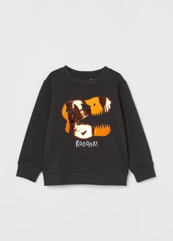H&M світшот демісезон,чорний з принтом, черный