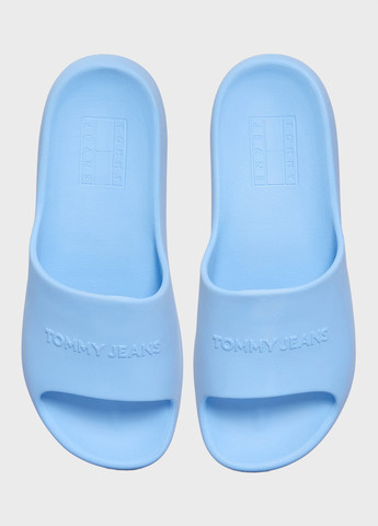 Голубые шлепанцы Tommy Jeans с тиснением, с логотипом