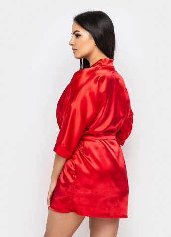 Темно-красный демисезонный комплект (халат, топ, шорты) Ghazel