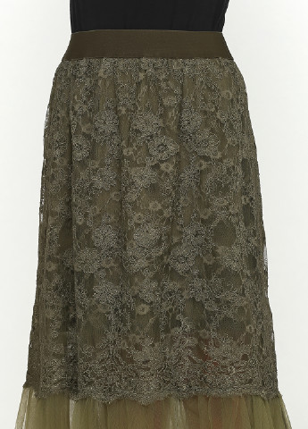 Оливковая (хаки) кэжуал фактурная юбка Liu Jo а-силуэта (трапеция)