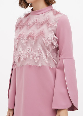 Пудровое кэжуал платье а-силуэт Sassofono однотонное