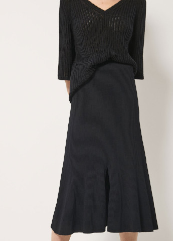 Черная кэжуал однотонная юбка Massimo Dutti миди