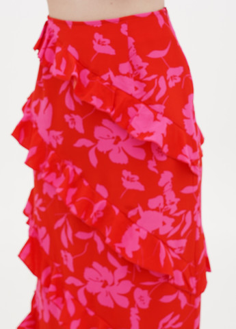 Красная кэжуал цветочной расцветки юбка Boohoo