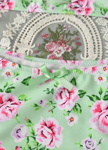 Мятный летний купальник (лиф, трусики) бандо, раздельный SHEIN