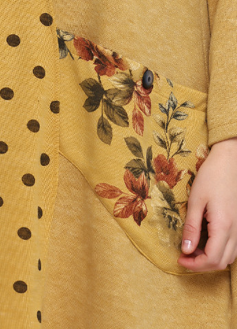 Горчичное кэжуал платье баллон Made in Italy с цветочным принтом