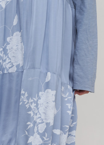 Темно-голубое кэжуал платье оверсайз Made in Italy с цветочным принтом