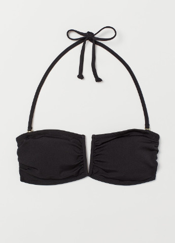 Купальный лиф H&M бандо однотонный чёрный пляжный полиамид