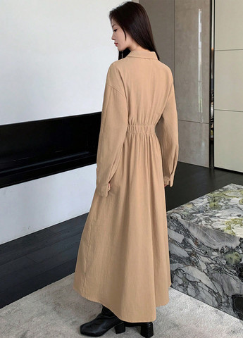 Бежева кежуал сукня сукня-сорочка SHEIN однотонна