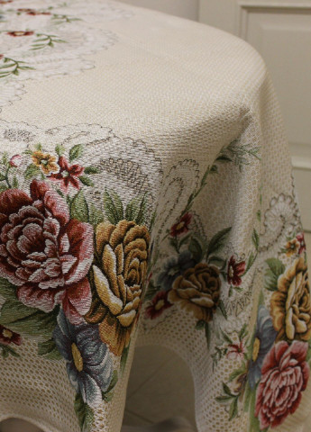 Гобеленовая скатерть, 160х220 см Jackline Peonia цветочная комбинированная