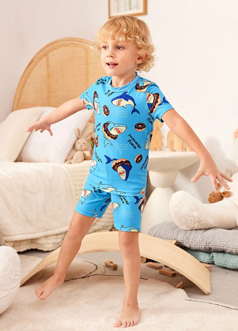 Блакитна всесезон піжама (футболка, шорти) футболка + шорти SHEIN