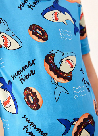 Блакитна всесезон піжама (футболка, шорти) футболка + шорти SHEIN