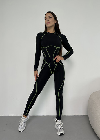 Комбинезон NOVA VEGA комбинезон-брюки однотонный чёрный спортивный бифлекс, полиэстер