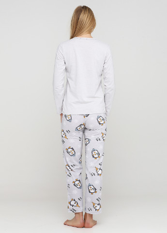 Светло-серая всесезон пижама (лонгслив, брюки, повязка) лонгслив + брюки Pijamoni
