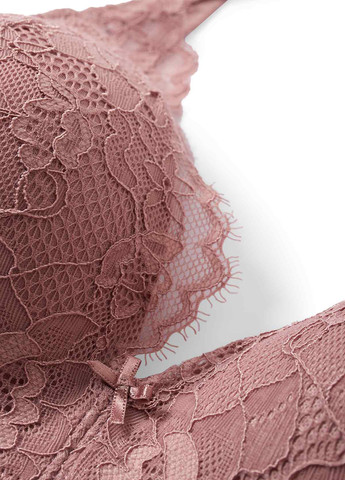 Бледно-розовый балконет бюстгальтер C&A без косточек полиамид, кружево
