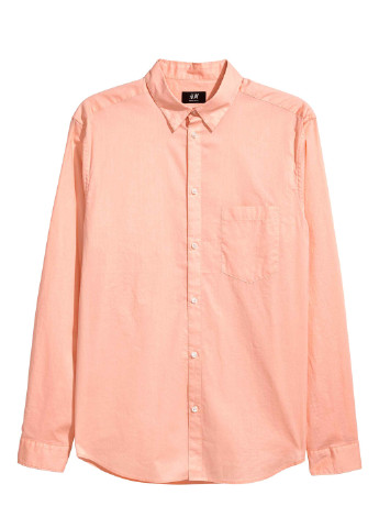 Персиковая кэжуал рубашка однотонная H&M с длинным рукавом
