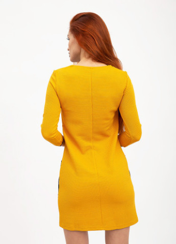 Жовтий коктейльна сукня жіноча з кишенями бурштинова а-силует ACG однотонна
