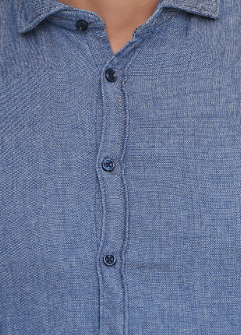 Синяя кэжуал рубашка однотонная Eleven с длинным рукавом