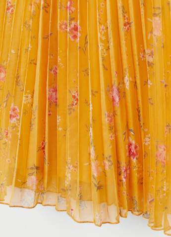 Желтая кэжуал цветочной расцветки юбка H&M плиссе