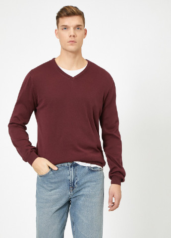 Бордовый демисезонный пуловер джемпер KOTON