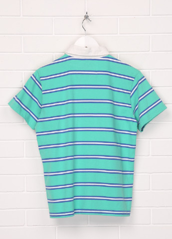 Бирюзовая детская футболка-поло для мальчика Lemmi в полоску