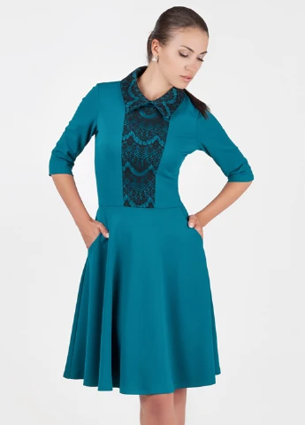 Морской волны кэжуал платье клеш V&V