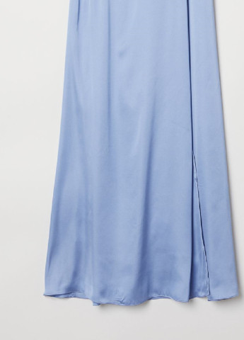 Голубое вечернее атласное платье макси H&M однотонное