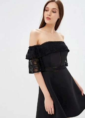 Чорна кежуал плаття, сукня з відкритими плечима Lost Ink однотонна