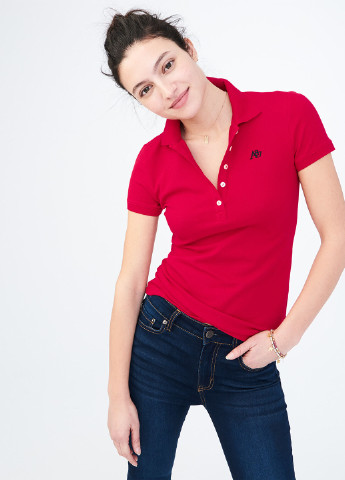 Красная женская футболка-поло Aeropostale однотонная
