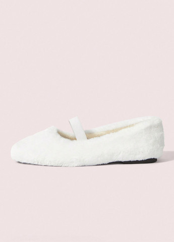 Жіночі балетки SHEIN | білі однотонні хутро текстиль (341250570)