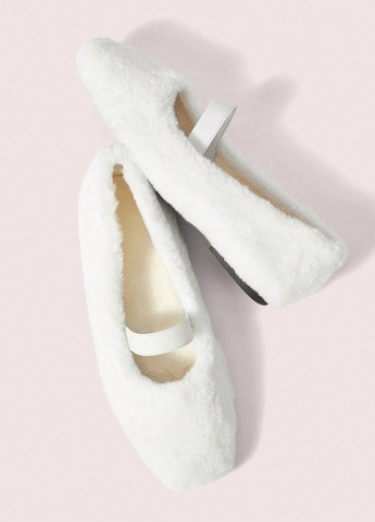 Жіночі балетки SHEIN | білі однотонні хутро текстиль (341250570)