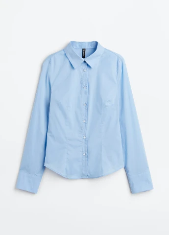 Голубой классическая, кэжуал рубашка однотонная H&M