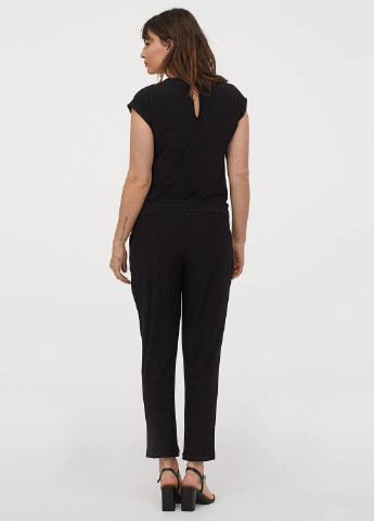 Комбінезон для вагітних H&M комбінезон-брюки однотонний чорний кежуал поліестер, трикотаж