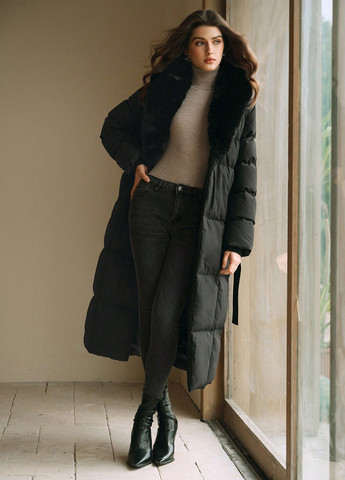 Черная зимняя куртка куртка-пальто SHEIN