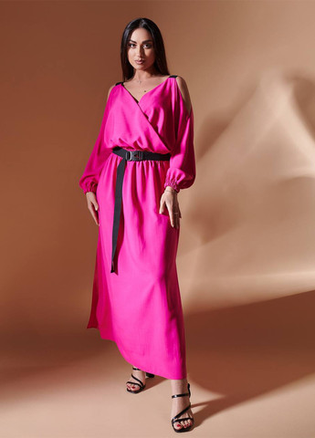 Фуксинова (кольору Фукія) кежуал сукня кльош LibeAmore однотонна