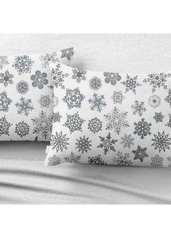 Евро комплект RANFORS WHITE SNOWFLAKES GREY (пододеяльник 200х220 см, простынь 180х200х20 см, наволочка 2 шт 50х70 см) Cosas (251413652)