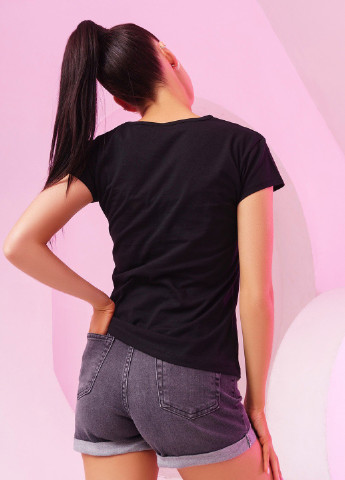 Черная всесезон футболка женская с коротким рукавом ISSA PLUS WN20-250