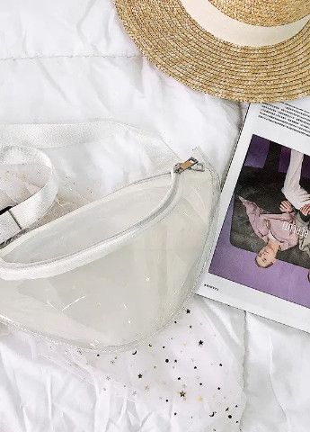 Жіноча літнє прозора бананка "ЛІТО" поясна сумка молочна біла No Brand (253016855)