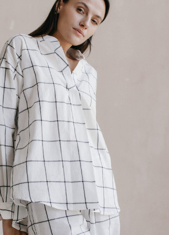 Белая всесезон пижама женская grid (xs) рубашка + брюки Leglo