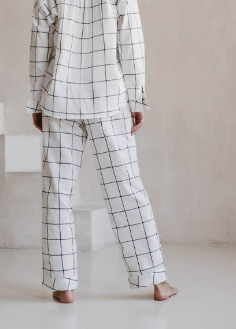 Біла всесезон піжама жіноча grid (xs) рубашка + брюки Leglo