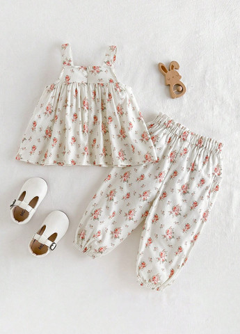 Белый летний костюм (топ, брюки) SHEIN