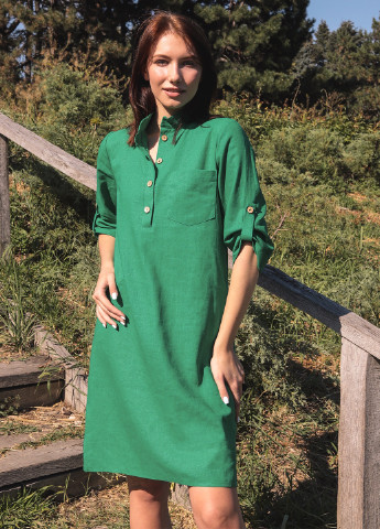 Зеленое кэжуал платье а-силуэт INNOE однотонное