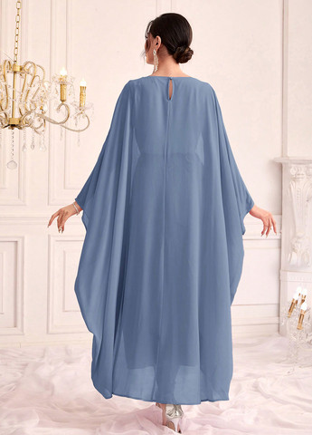 Синее кэжуал платье а-силуэт SHEIN однотонное