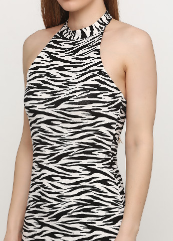 Черно-белое кэжуал платье H&M с животным (анималистичным) принтом