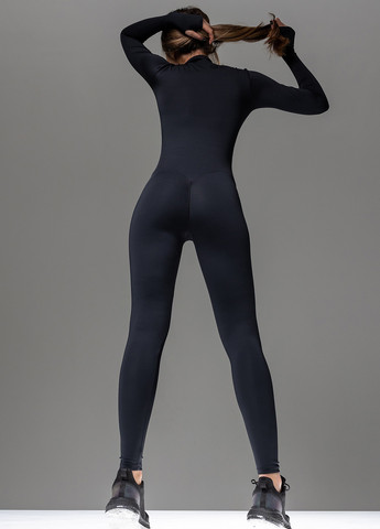 Утеплений комбінезон з пуш-ап ефектом на сідницях TOTALFIT комбінезон-брюки однотонний чорний кежуал, спортивний поліамід