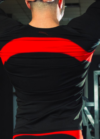 Черный демисезонный спортивный лонгслив FitU с логотипом