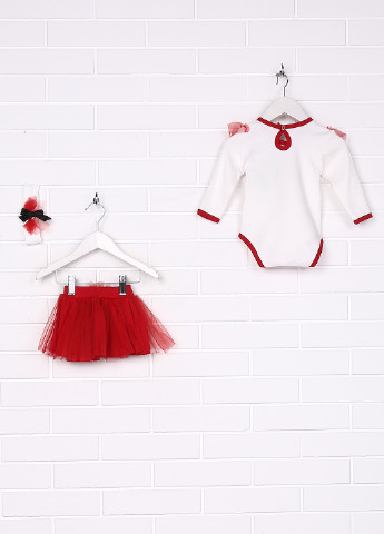 Красный демисезонный комплект (боди, юбка, повязка) zem baby