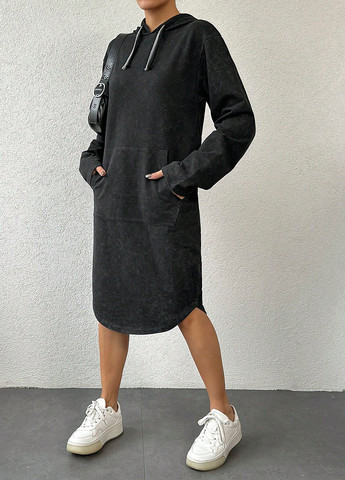 Темно-серое кэжуал платье платье-худи SHEIN тай-дай
